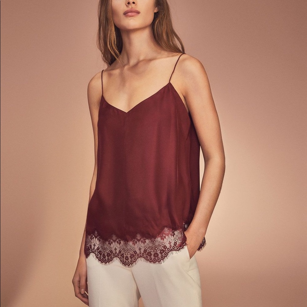 Massimo Dutti 100% Silk Burgundy Tank
